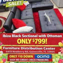 IBIZA BLACK SECTIONAL AND OTTOMAN SET ONLY $799!!
