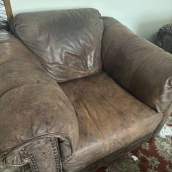 Nubuck Leather Single Sitter And Ottoman