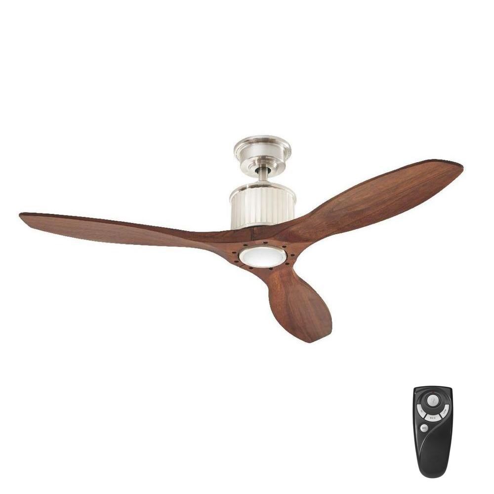 Home Decorators Collection Reagan 52 in. LED Indoor Brushed Nickel Ceiling Fan with Light Kit and Remote Control