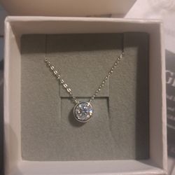 Certified GRA 1 Ctw Moissanite Bezel Necklace 