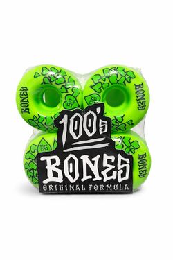 Bones Wheels 100s – Original Formula Skateboard Wheels (Neon Green) – 52mm