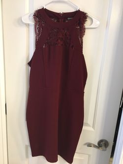 Lacy mid length maroon dress