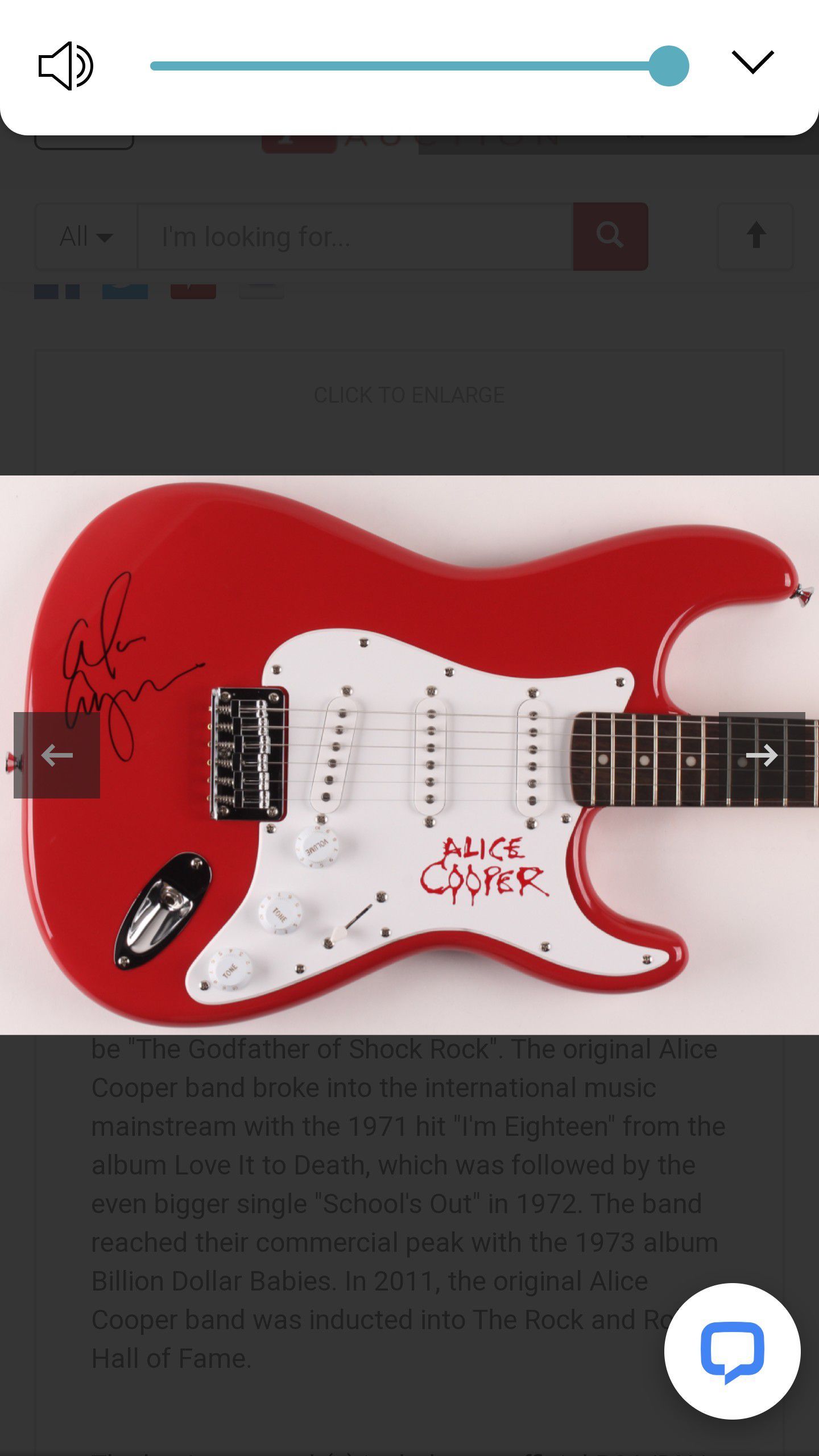 Alice Cooper signed Fender guitar