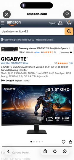 Gigabyte GS32QCA 31.5" Curved Gaming Monitor