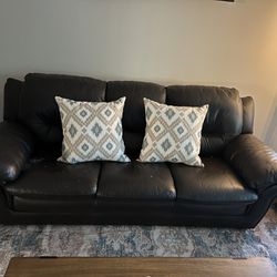 Brown Leather Couch, Chair & Ottoman Set