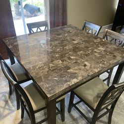 New Marble Ashley 7 Pieces High Chair Dining Table