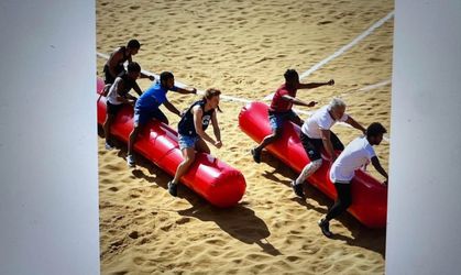 Brand new Red Inflatable Racing Tubes Jumping Sausages Team