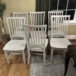 6 (very light grey) Wooden Dining Chairs 