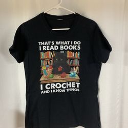 Black T-shirt with a humorous message