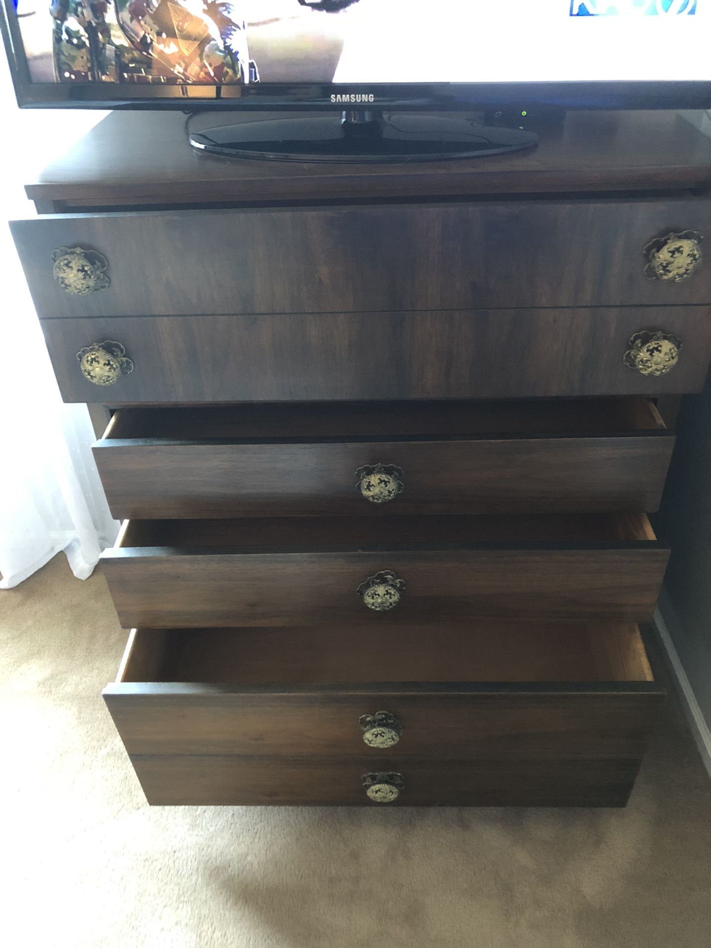 Midcentury Regency Vintage Tall Boy Dresser