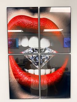 4 piece modern art picture poster print with borderless glass frames