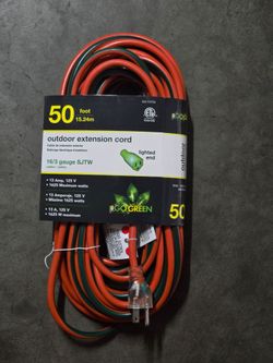 Go Green 50 Foot 16/3 Gauge Outdoor Extension Cord