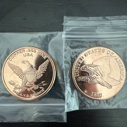 (2) x 1oz Copper Rounds- Cool Designs 