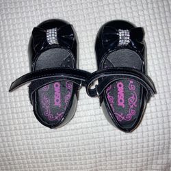 Black Josmo Patent Leather Shoes With Bow