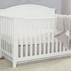 White Baby Crib Converts To toddler And Full Size Bed