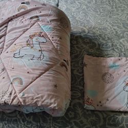 Unicorn Comforter With  Pillow Sham