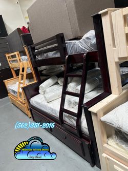 Twin full cherry bunk bed with mattresses colchones camas