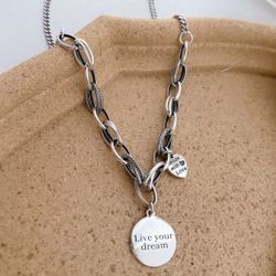 925 Sterling Silver Live Your Dream Charm Pendant Necklace Gift