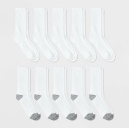 Boy’s 10 Pair Crew Socks Sizes 3-7 New Never Used White Color