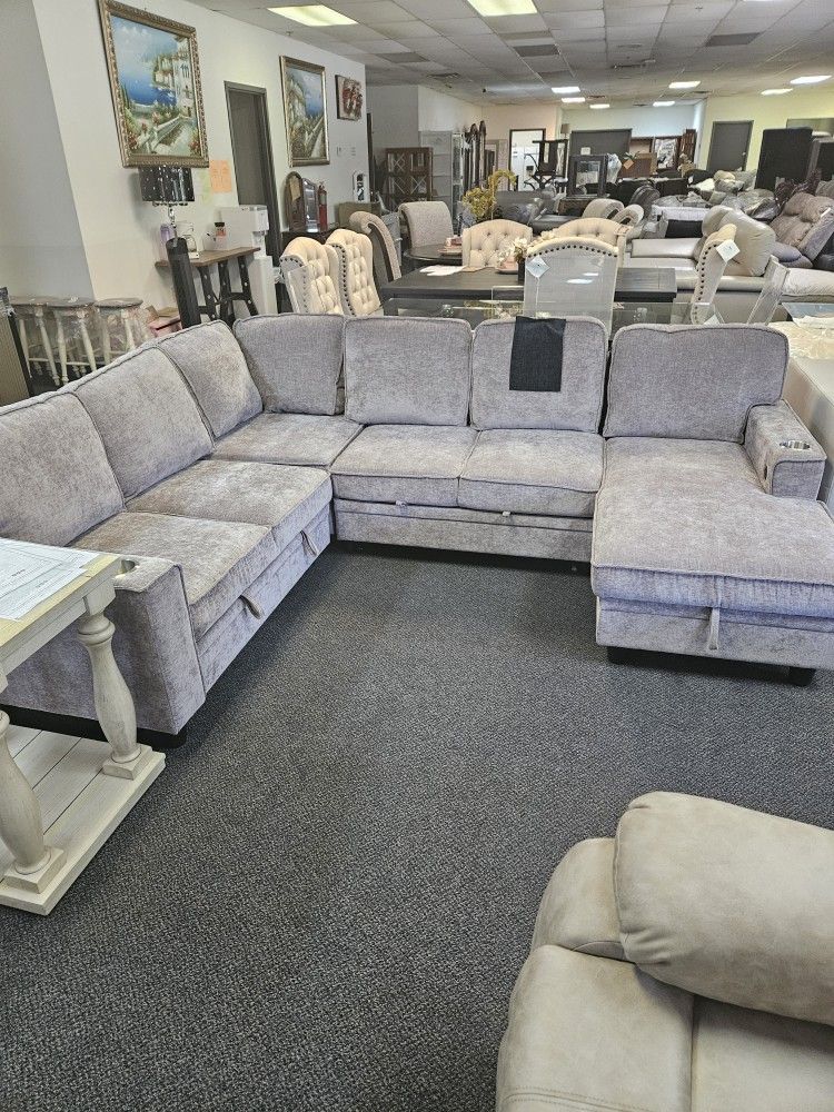 Nice New Sectional With Pullout bed and storage 2 Colors 