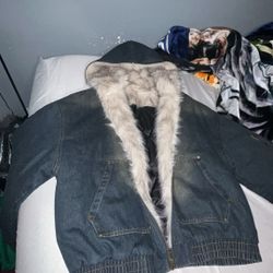ARCANE WASHED COTTON FUR HOODED JACKET