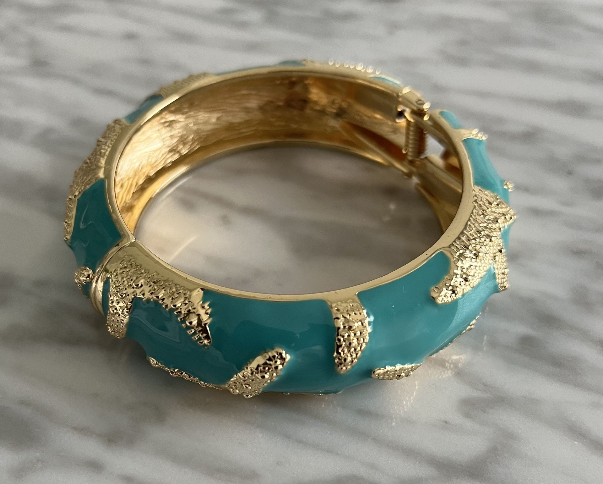 Starfish Bangle Blue and Gold  Bracelet 