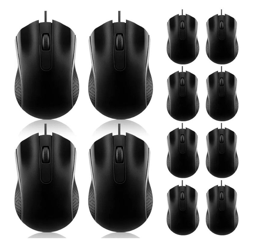 NEW 12 Pcs Wired Computer Mouse Bulk Cord USB Computer Mice Ergonomic Wired Mouse for Pcs, Computers, Laptops, Gaming Office Home Supplies (Black)