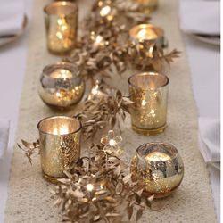 $10-LETINE Gold Votive Candle Holders Set of 36 - Speckled Mercury Gold Glass Candle Holder Bulk - Ideal Fall...