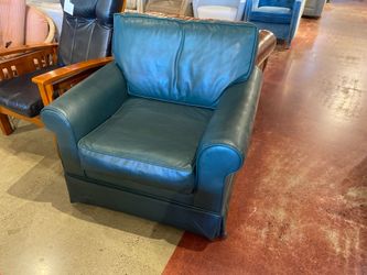 Forest Green Leather Armchair with Rolled Arms