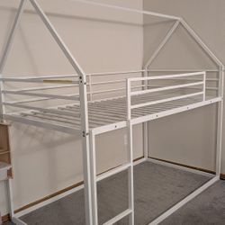 White Metal Bunk bed 