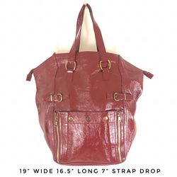 Saint Laurent large leather red bag purse tote designer