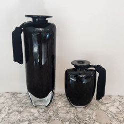 Pair Of Kosta Boda Deep Amethyst Glass Vases, New