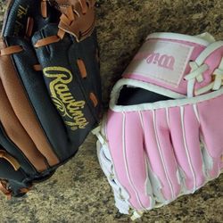 Kids Baseball Mitts Both For $10