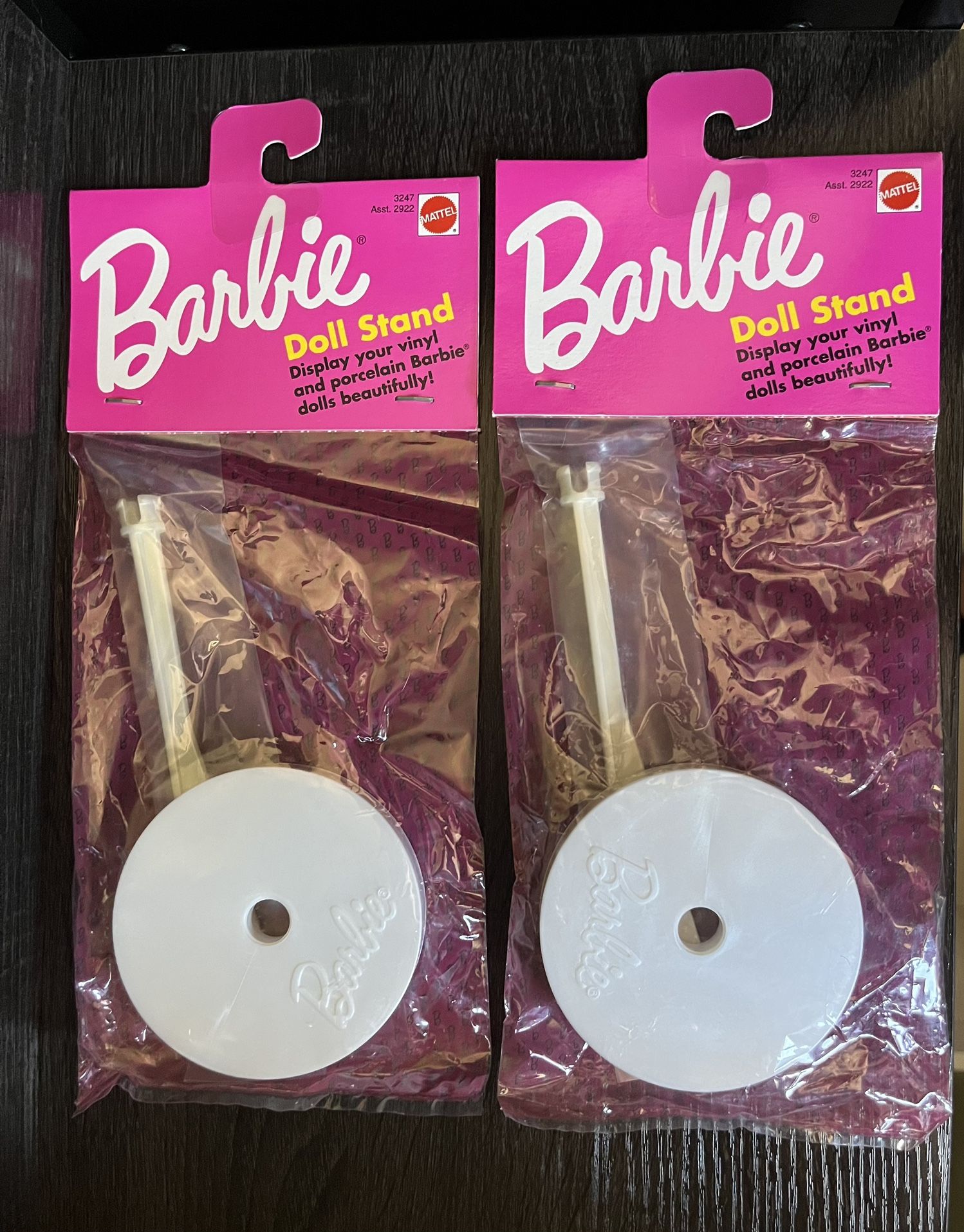 2 Vintage 1991 Barbie Doll Plastic White Stand ( Price For Both)