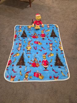 GRINCH THROW 36"×48", PLUSH STUFF GRINCH CHARACTER 16" SEE DESCRIPTION