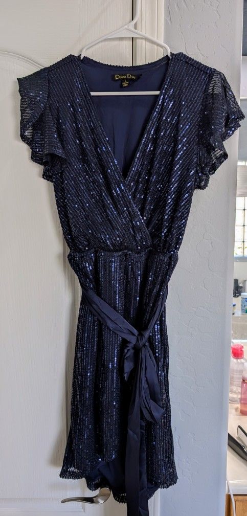 Navy Sequin Dress - Large