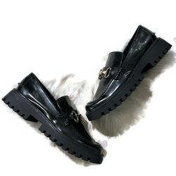 Open Edit Black Platform Loafers