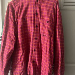 Supreme Pink Button Up Hooded Flannel 