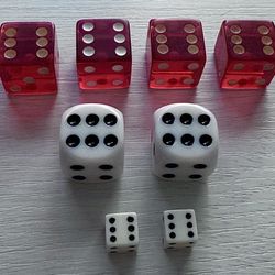🎲 8 Dice, White/Red, Various Sizes (brand new)