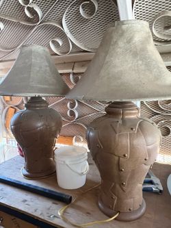 Lamps Two Piece Set white and brown