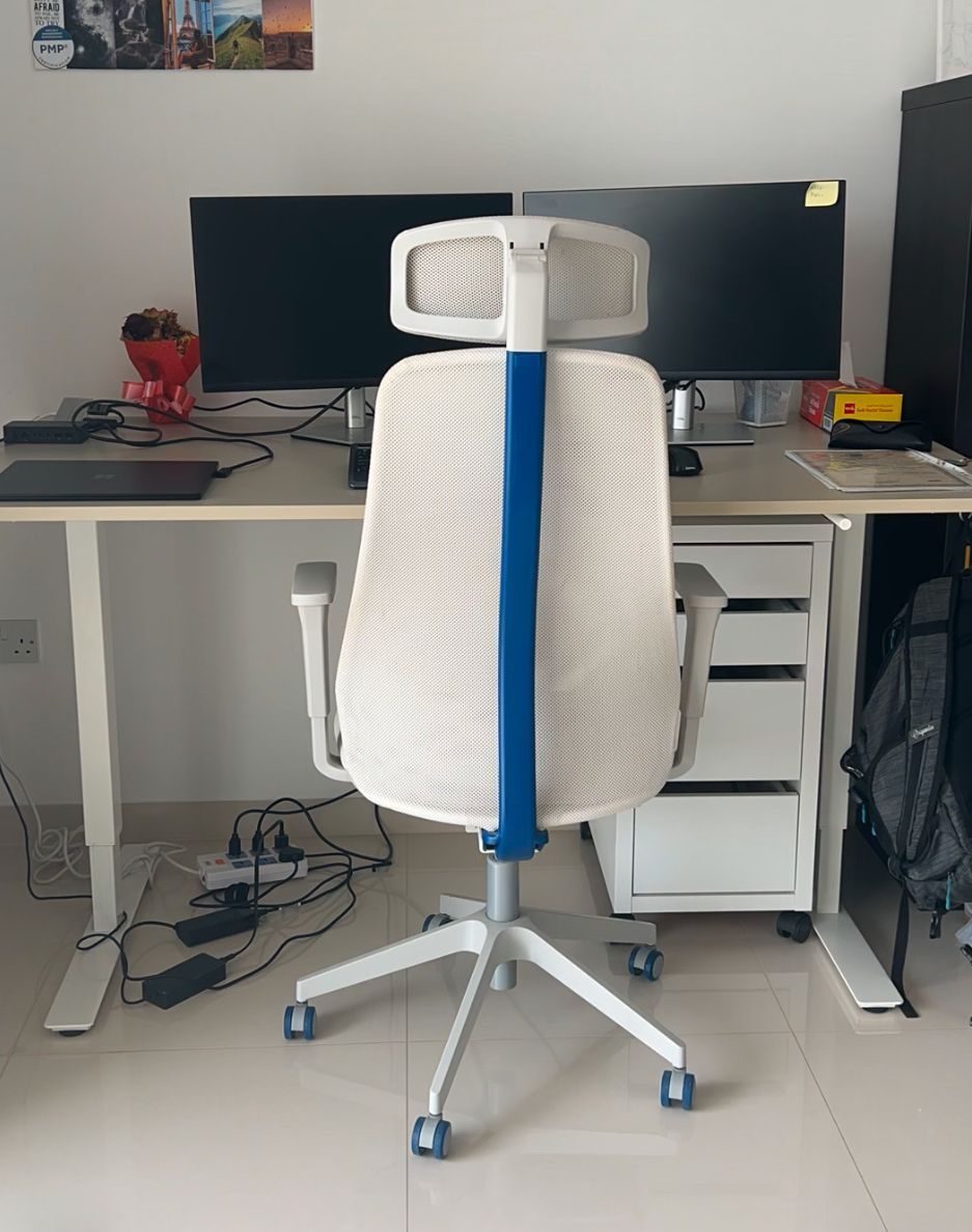 White IKEA Chair And Standing Desk