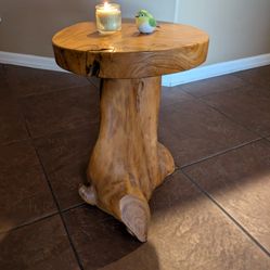 Tree Stump Stool, Decorative Side Table with Round Tabletop
