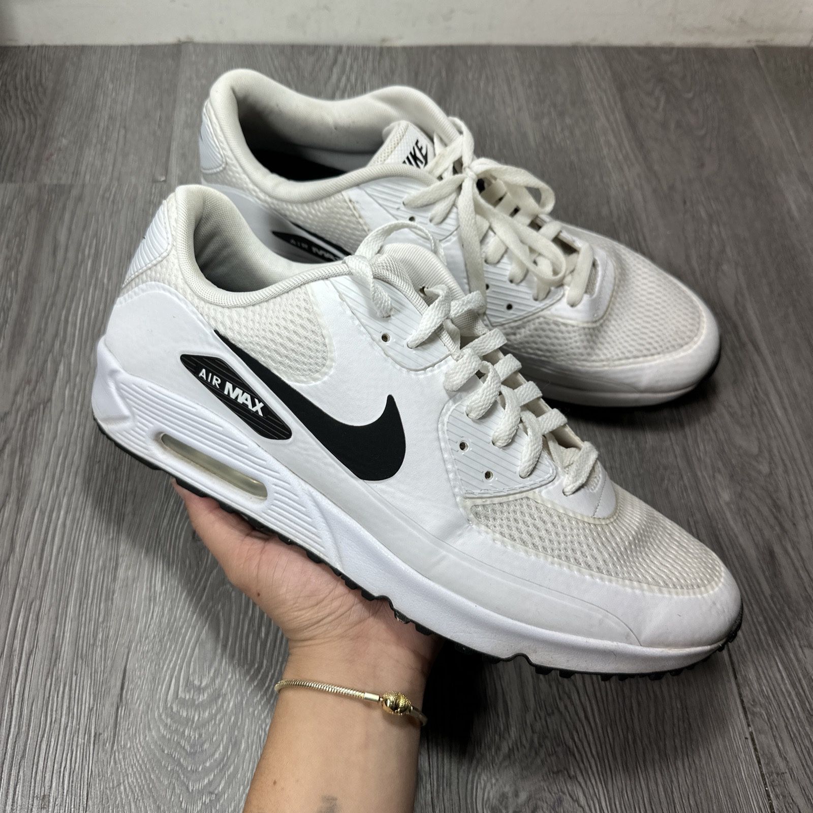 Nike Men's Air Max 90 Golf CU9978 101 White Black Lace Up Sneaker