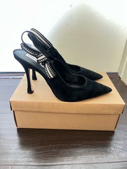 Black Suede Slingback Pumps - Women’s 9.5