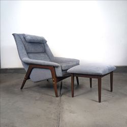 Vintage Mid Century Modern Lounge Chair and Ottoman by Folke Ohlsson for Dux, Sweden, c1960s
