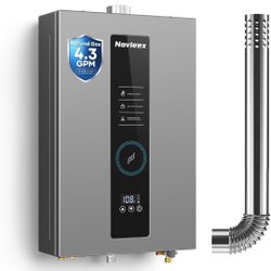 Tankless Water Heater, Novieex On Demand Water Heater Natural Gas, Up to 4.3 GPM, 100,000 BTU Instant Hot Water Heater with LED Display, Indoor Instal