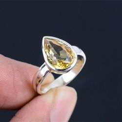 925 Sterling Silver Natural Citrine Ring size 9
