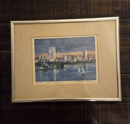 Vintage Boston Summer Evening Painting Signed Thomas Rebek