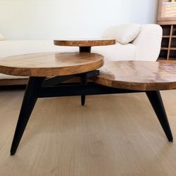 3-Tier Wood & Iron Coffee Table