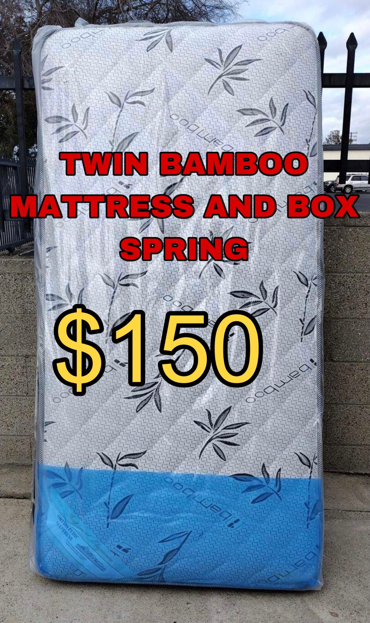 TWIN BAMBOO MATTRESS AND BOX SPRING